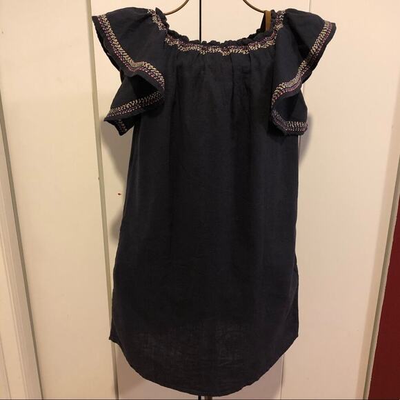 BANJARA Cotton Embroidered Navy Blue Boho Sheath Dress Women's Size S - Picture 7 of 8